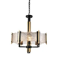 Люстра подвесная Onte OML-99703-06 Omnilux матовая золото прозрачная на 6 ламп, основание матовое золото чёрное в стиле лофт современный Люстра подвесная Onte OML-99703-06 Omnilux матовая золото прозрачная на 6 ламп, основание матовое золото чёрное в стиле лофт современный